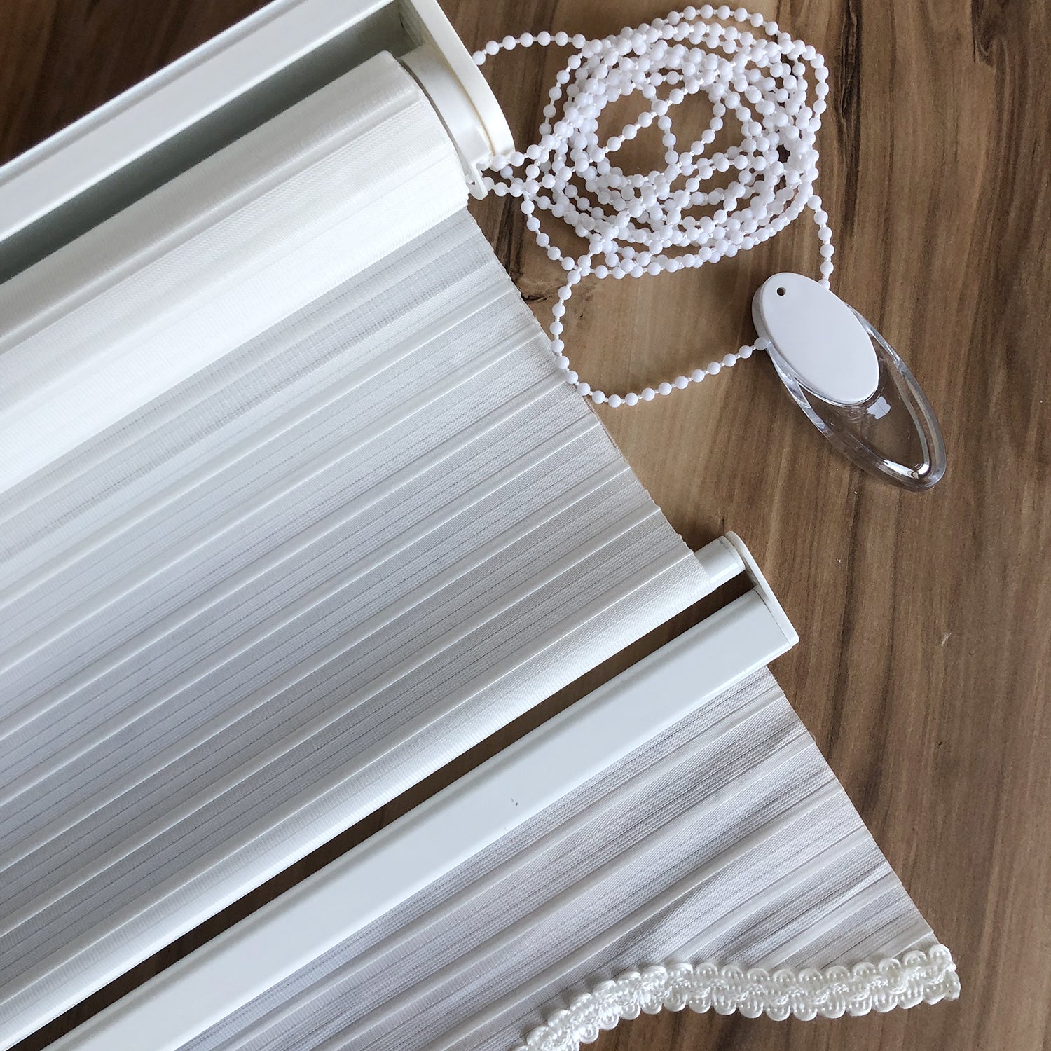 NAZA Beaded Decorated White Roller Blinds High Shading Window Curtains