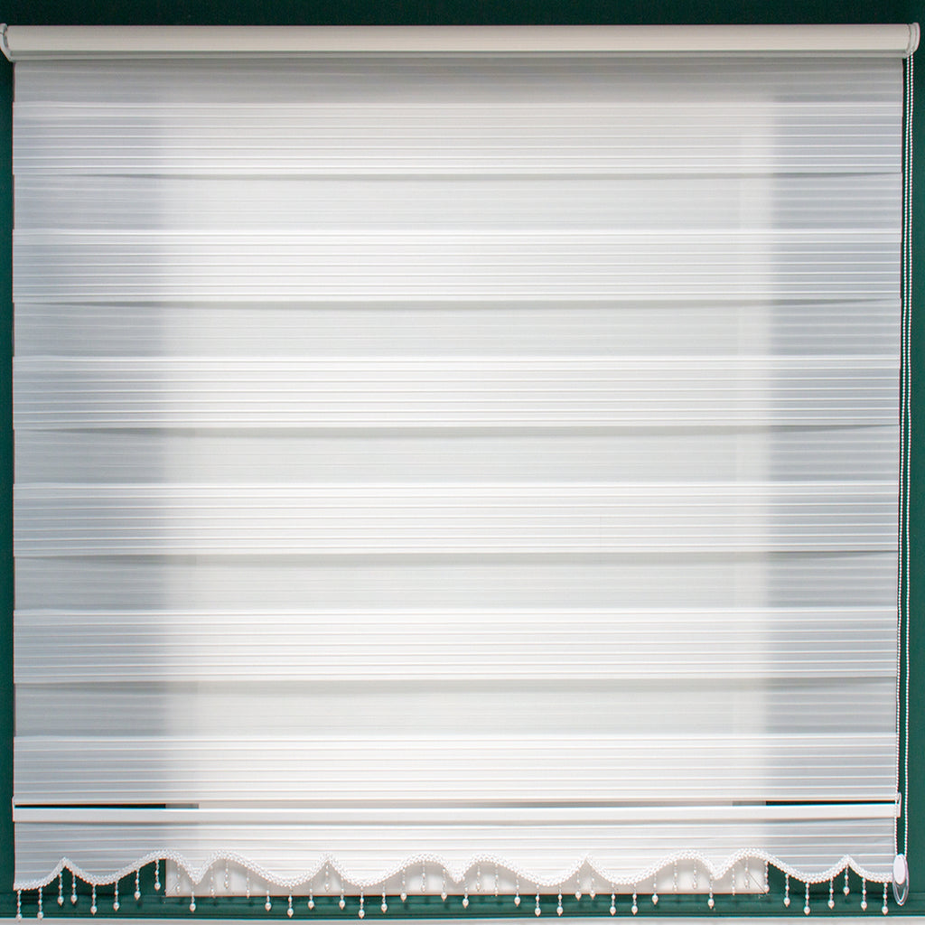 NAZA Beaded Decorated White Roller Blinds High Shading Window Curtains