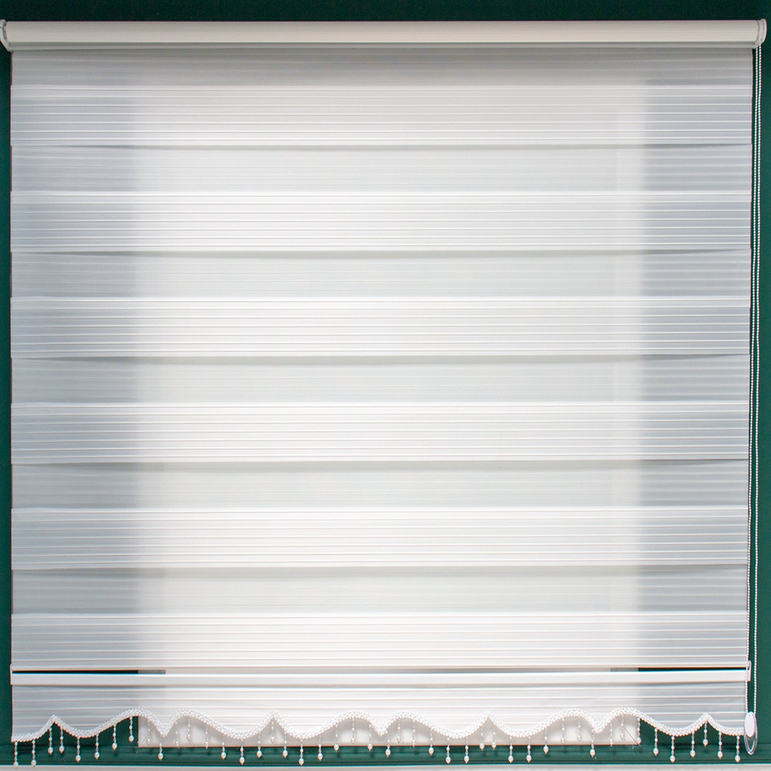 NAZA Beaded Decorated White Roller Blinds High Shading Window Curtains