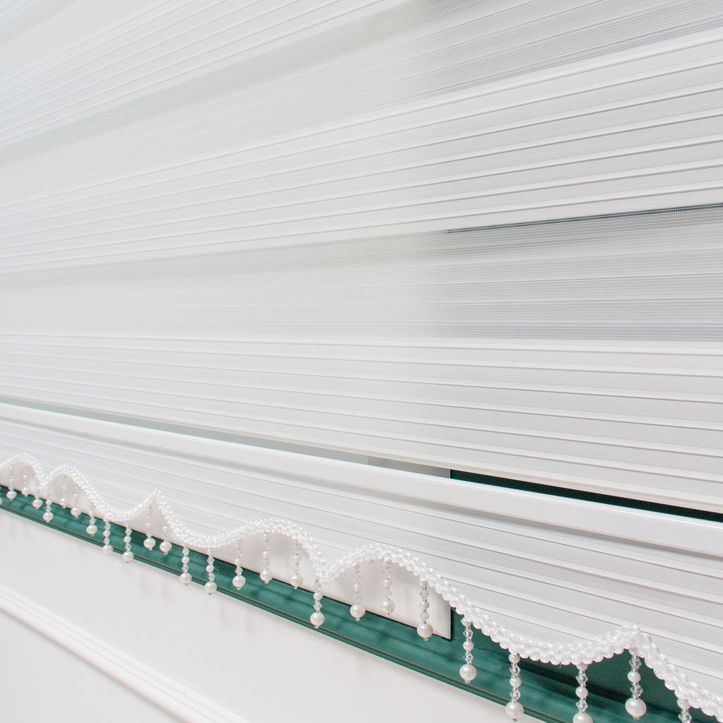 NAZA Beaded Decorated White Roller Blinds High Shading Window Curtains