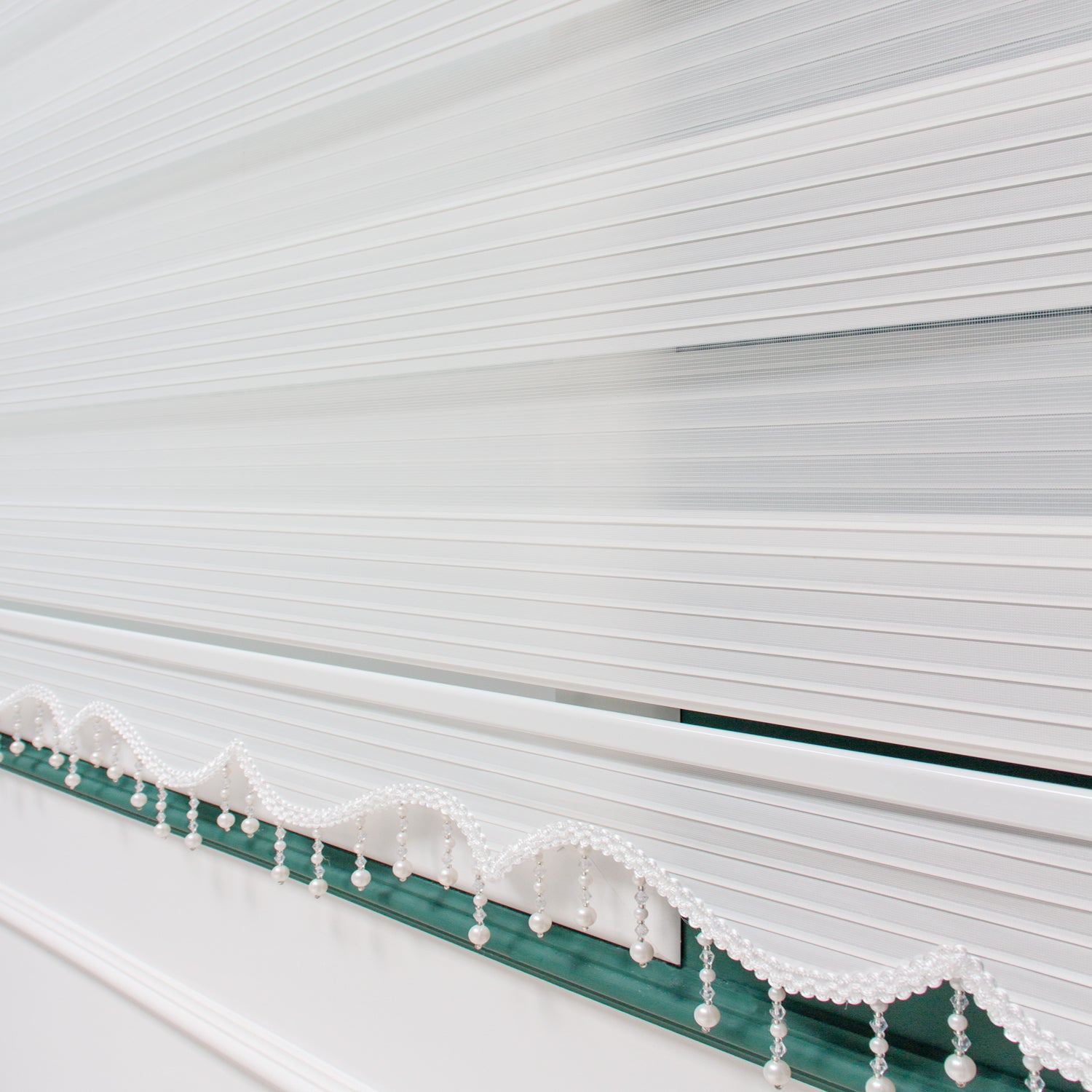 NAZA Beaded Decorated White Roller Blinds High Shading Window Curtains